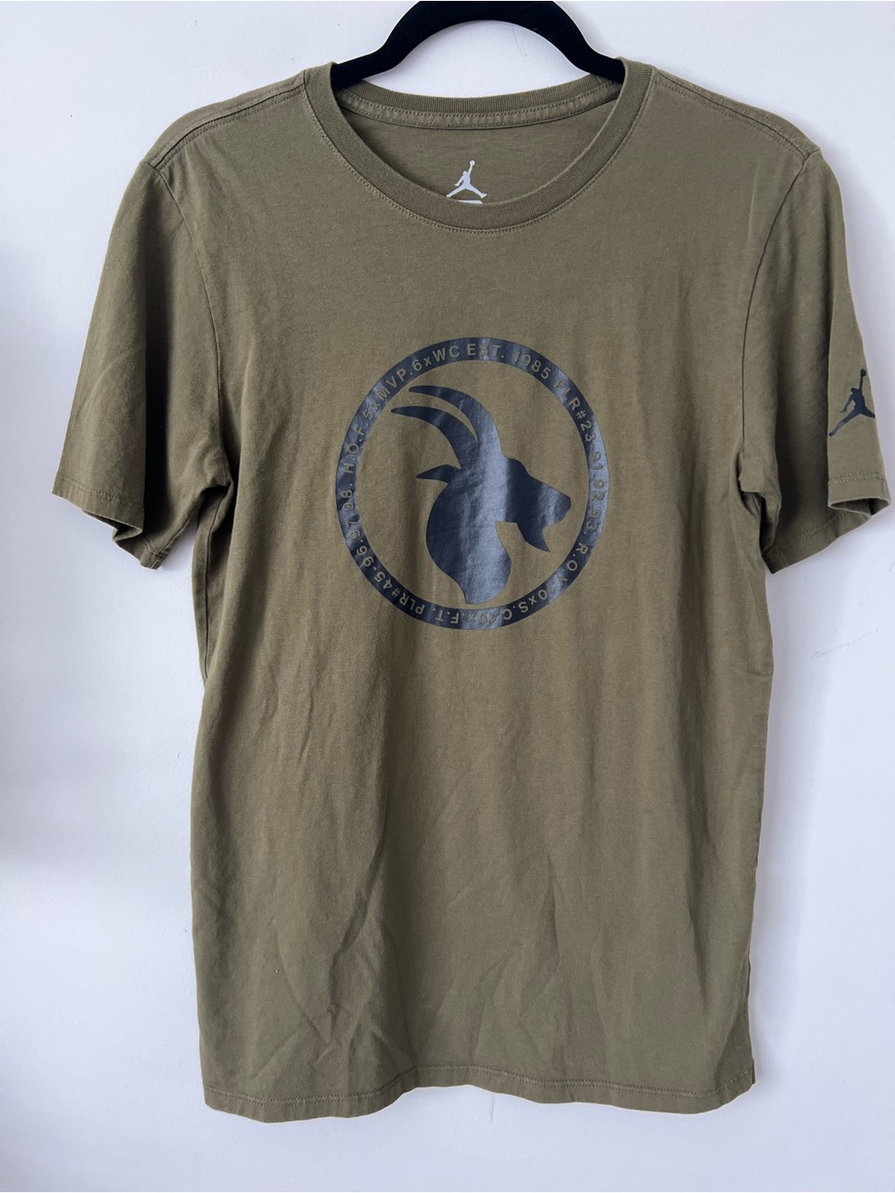 Jordan Olive Green Short Sleeve Tee with Black Logo